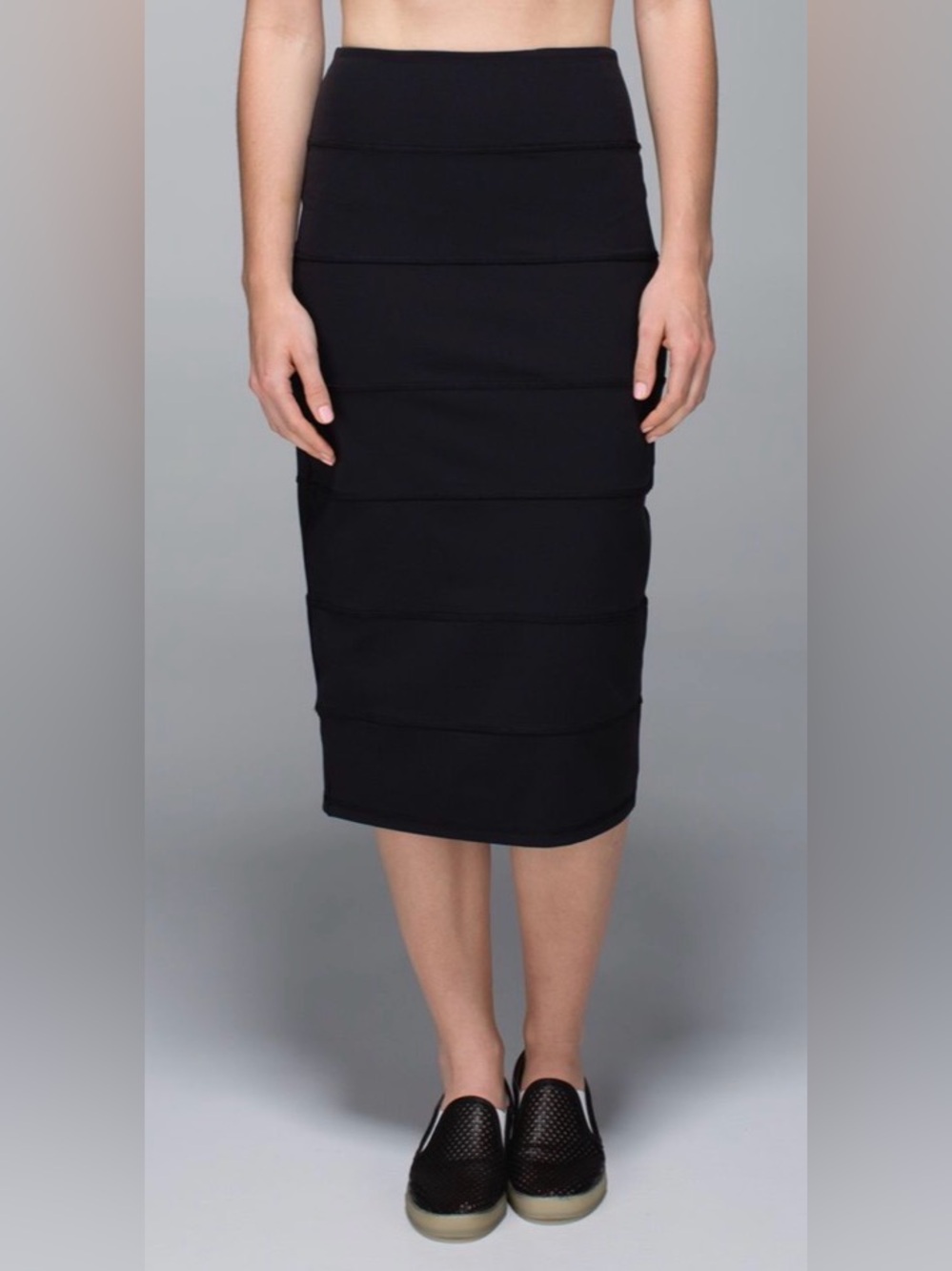 Lululemon Yoga Over Skirt Midi Black Luon Fabric Size 6